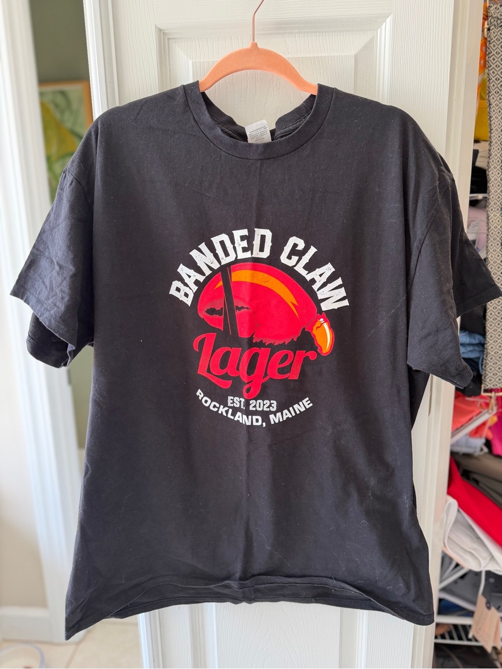 Hanes Black Kids T-Shirt with Red & Orange Lager Graphic Maine lobster
